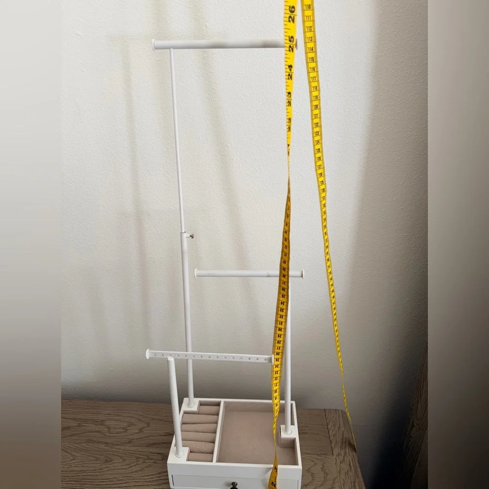 White Tiered Jewelry Organizer with Drawer
